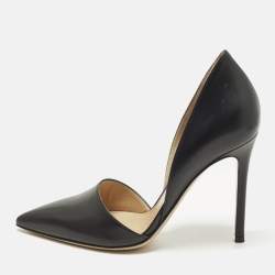 Pre Owned حذاء كعب عالي جيانفيتو روسي جلد أسود مقدمة مدببة دورسي مقاس 38