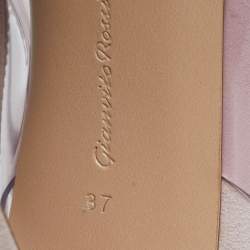 Pre Owned Gianvito Rossi Crystelle Size 37 Pink/Transparent PVC and Suede Peep Toe Slingback Pumps
