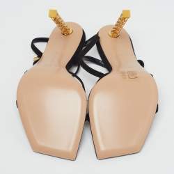 مملوكة مسبقًا صندل بكعب مرتفع جيانفيتو روسي مقاس 40 سويدي أسود مع حزام للكاحل