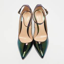 مملوكة مسبقًا Gianvito Rossi Size 37.5 Black Iridescent Leather Stiletto Pumps