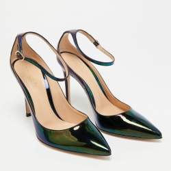 مملوكة مسبقًا Gianvito Rossi Size 37.5 Black Iridescent Leather Stiletto Pumps