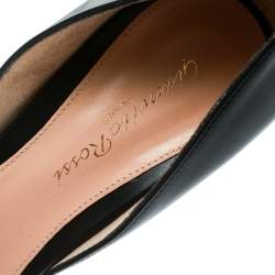 Pre Owned Gianvito Rossi Black Leather Peep Toe D'orsay Pumps Size 37.5