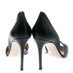 Pre Owned Gianvito Rossi Black Leather Peep Toe D'orsay Pumps Size 37.5