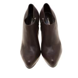 Pre Owned Gianvito Rossi Brown Leather Ankle Booties Size 37