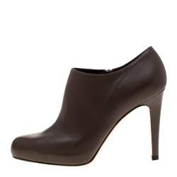Pre Owned Gianvito Rossi Brown Leather Ankle Booties Size 37
