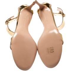 Pre Owned Gianvito Rossi Gold Metallic Leather Portofino Ankle Strap Sandals 38