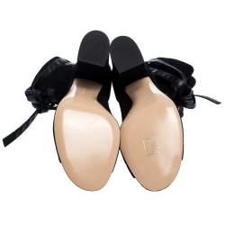 Pre Owned Gianvito Rossi Black Suede Leather Lace Up Open Toe Ankle Booties Size 40