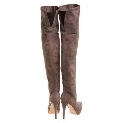 Pre Owned Gianvito Rossi Beige Suede Over the Knee Boots Size 39