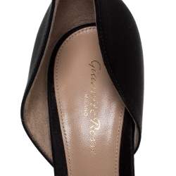 Pre Owned Gianvito Rossi Black Pleated Satin Crystal Embellished Pointed Toe Pumps Size 39.5