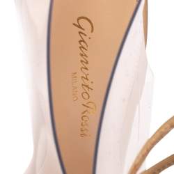 Pre Owned Gianvito Rossi Beige PVC And Leather Helmut Lace Up Boots Size 35.5