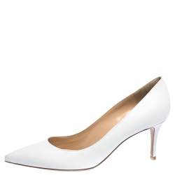 Pre Owned Gianvito Rossi White Leather Pointed Toe Pumps Size 40
