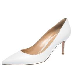 Pre Owned Gianvito Rossi White Leather Pointed Toe Pumps Size 40