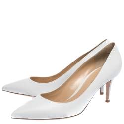 Pre Owned Gianvito Rossi White Leather Pointed Toe Pumps Size 40