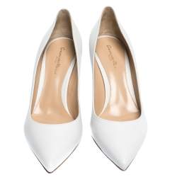 Pre Owned Gianvito Rossi White Leather Pointed Toe Pumps Size 40