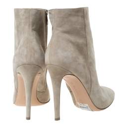 Pre Owned Gianvito Rossi Grey Suede Round Toe Ankle Boots Size 40.5