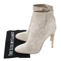 Pre Owned Gianvito Rossi Grey Suede Round Toe Ankle Boots Size 40.5