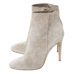 Pre Owned Gianvito Rossi Grey Suede Round Toe Ankle Boots Size 40.5