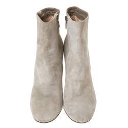 Pre Owned Gianvito Rossi Grey Suede Round Toe Ankle Boots Size 40.5