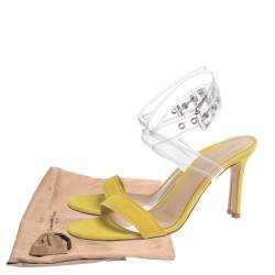 Pre Owned Gianvito Rossi Yellow Suede And PVC Ankle Strap Sandals Size 36.5 