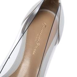 Pre Owned Gianvito Rossi White PVC and Leather Plexi Pointed Toe Ballet Flats Size 37.5