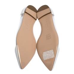 Pre Owned Gianvito Rossi White PVC and Leather Plexi Pointed Toe Ballet Flats Size 37.5