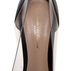Pre Owned Gianvito Rossi Black Leather And PVC Plexi Pointed Toe Pumps Size 41