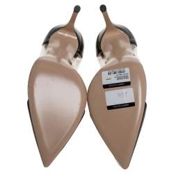 Pre Owned Gianvito Rossi Black Leather And PVC Plexi Pointed Toe Pumps Size 41