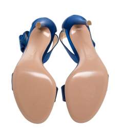 Pre Owned Gianvito Rossi Blue Satin Ankle Cuff Sandals Size 36.5