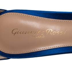 Pre Owned Gianvito Rossi Blue Satin Ankle Cuff Sandals Size 36.5