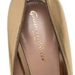 Pre Owned Gianvito Rossi Gold/Black Leather Lucy Pointed Toe Pumps Size 41