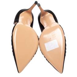 Pre Owned Gianvito Rossi Black Pleated Satin Crystal Embellished Pointed Toe Pumps Size 40