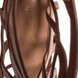 Pre Owned Gianvito Rossi Beige Leather Gladiator Lace Up Booties Size 41