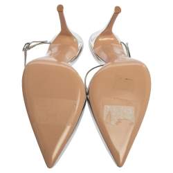 Pre Owned Gianvito Rossi Silver Leather Manhattan Pointed Toe Ankle Strap Sandals Size 39.5