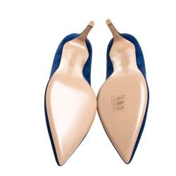Pre Owned Gianvito Rossi Blue Suede Leather Pointed Toe Pumps Size 40.5