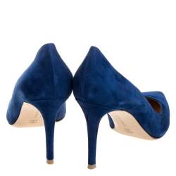 Pre Owned Gianvito Rossi Blue Suede Leather Pointed Toe Pumps Size 40.5