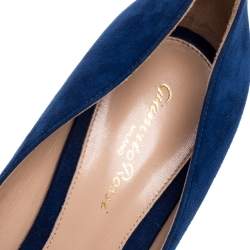 Pre Owned Gianvito Rossi Blue Suede Leather Pointed Toe Pumps Size 40.5