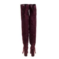 Pre Owned Gianvito Rossi Burgundy Suede Knee High Boots Size 36