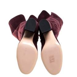 Pre Owned Gianvito Rossi Burgundy Suede Knee High Boots Size 36