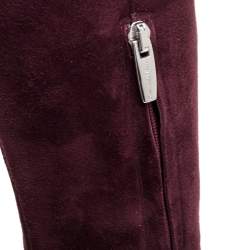 Pre Owned Gianvito Rossi Burgundy Suede Knee High Boots Size 36