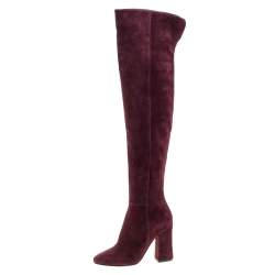 Pre Owned Gianvito Rossi Burgundy Suede Knee High Boots Size 36