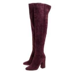 Pre Owned Gianvito Rossi Burgundy Suede Knee High Boots Size 36