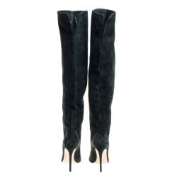 Pre Owned Gianvito Rossi Green Suede Knee High Boots Size 41