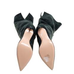 Pre Owned Gianvito Rossi Green Suede Knee High Boots Size 41