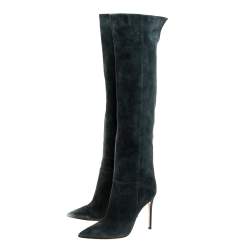 Pre Owned Gianvito Rossi Green Suede Knee High Boots Size 41