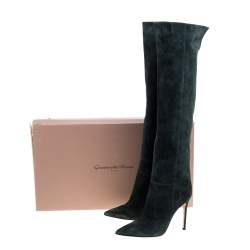 Pre Owned Gianvito Rossi Green Suede Knee High Boots Size 41