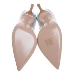 Pre Owned Gianvito Rossi Silver Leather Pointed Pumps Size 36