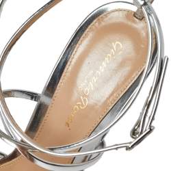 Pre Owned Gianvito Rossi Silver Leather Kim Cross Ankle Strap Sandals Size 37