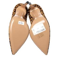 Pre Owned Gianvito Rossi Leopard Print Pony Hair Pointed Toe Pumps Size 36