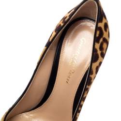 Pre Owned Gianvito Rossi Leopard Print Pony Hair Pointed Toe Pumps Size 36