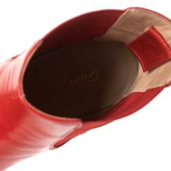 Pre Owned Gianvito Rossi Red Leather Ankle Boots Size 36.5